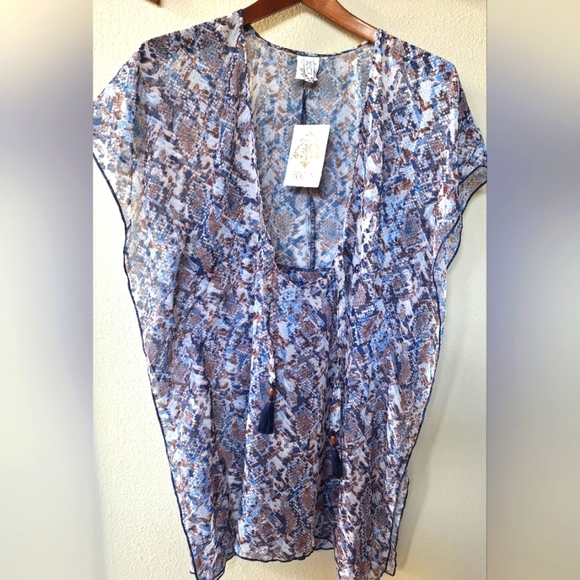 NWT Becca Womens Swimwear Cover Up Tunic Snake Print Size M/L - Picture 1 of 7